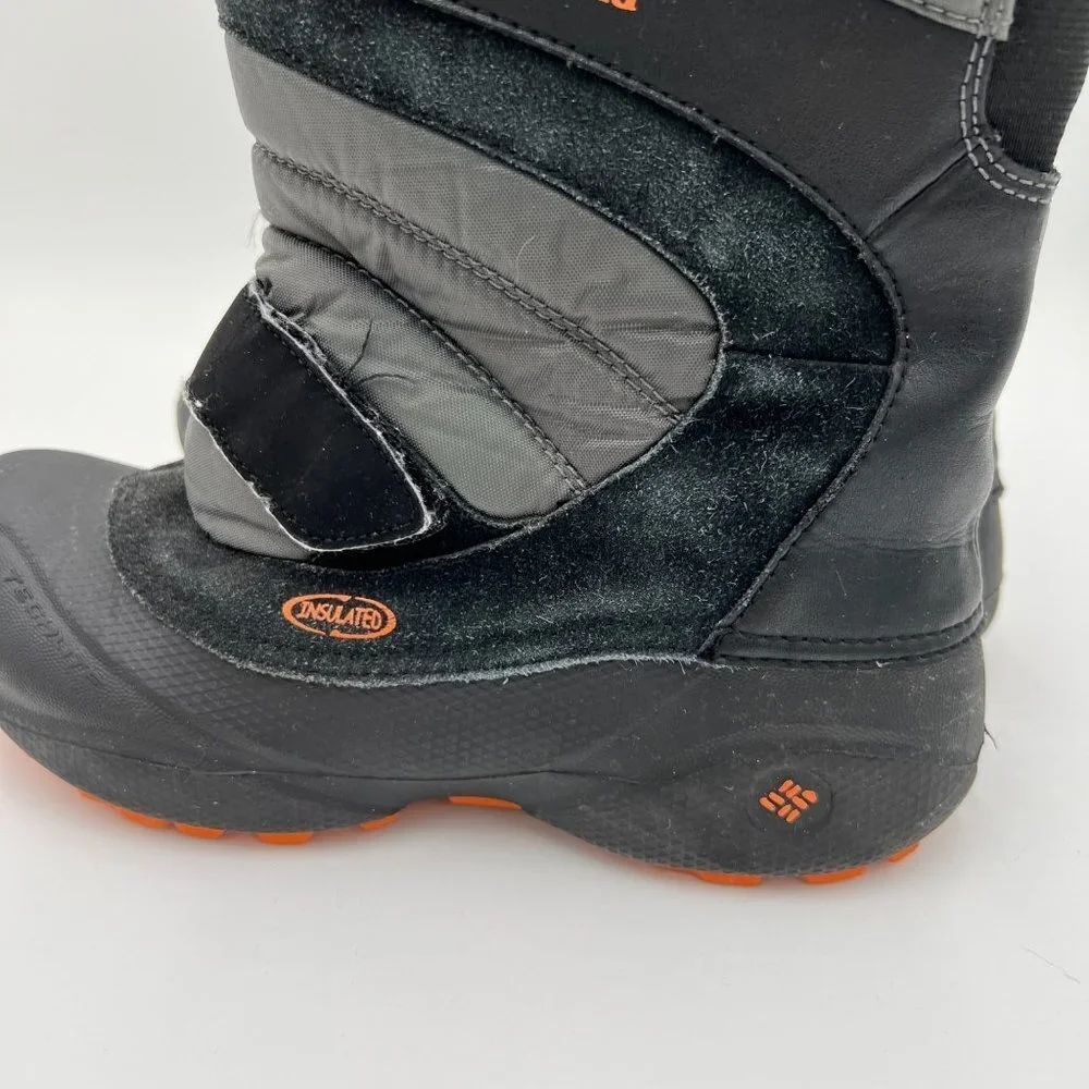 Columbia Techlite Boots Winter Snow Day Black Orange Leather Rubber size 6